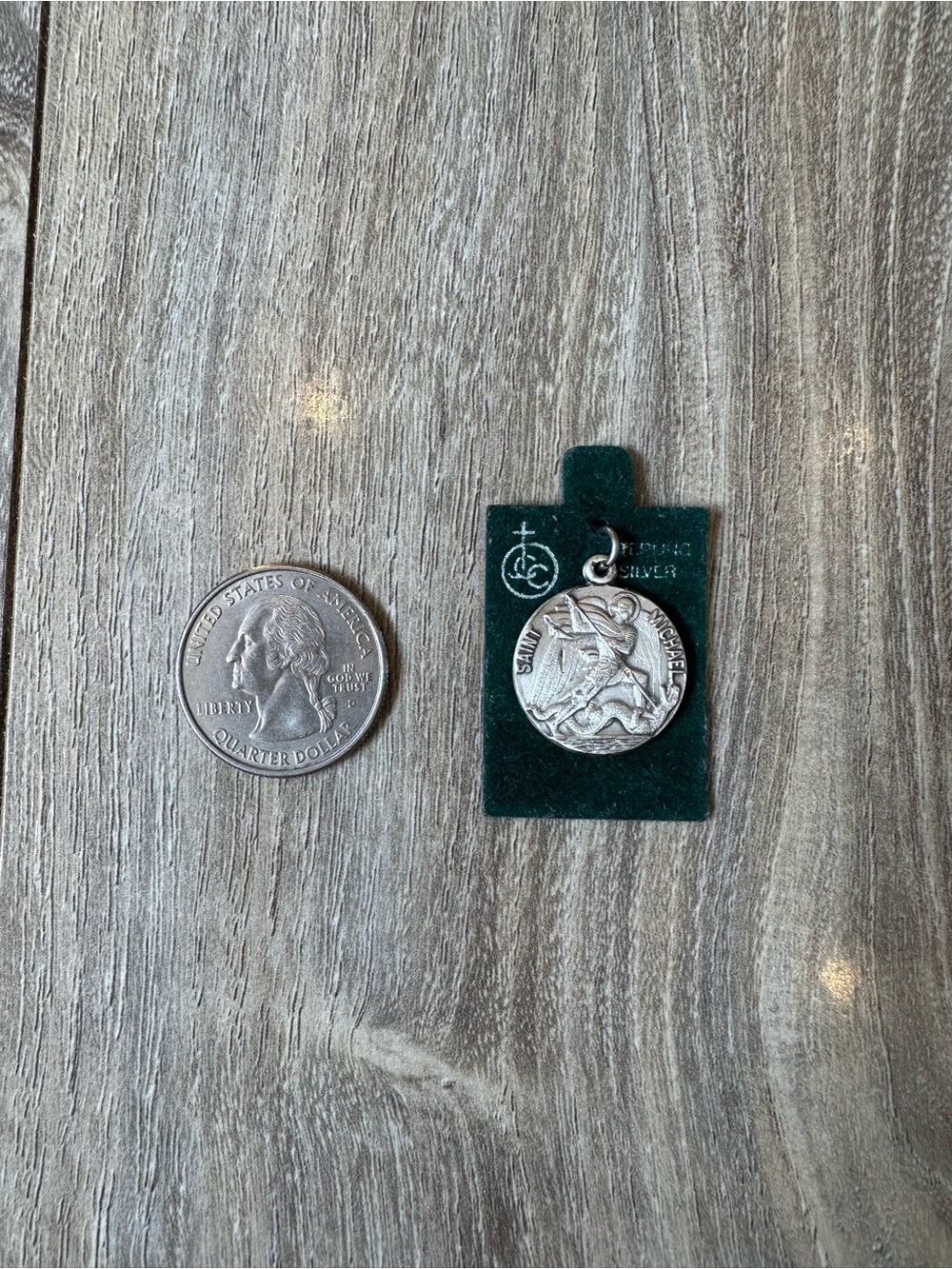 Saint Michael Silver Round Medal Pendant - Picture 4 of 4